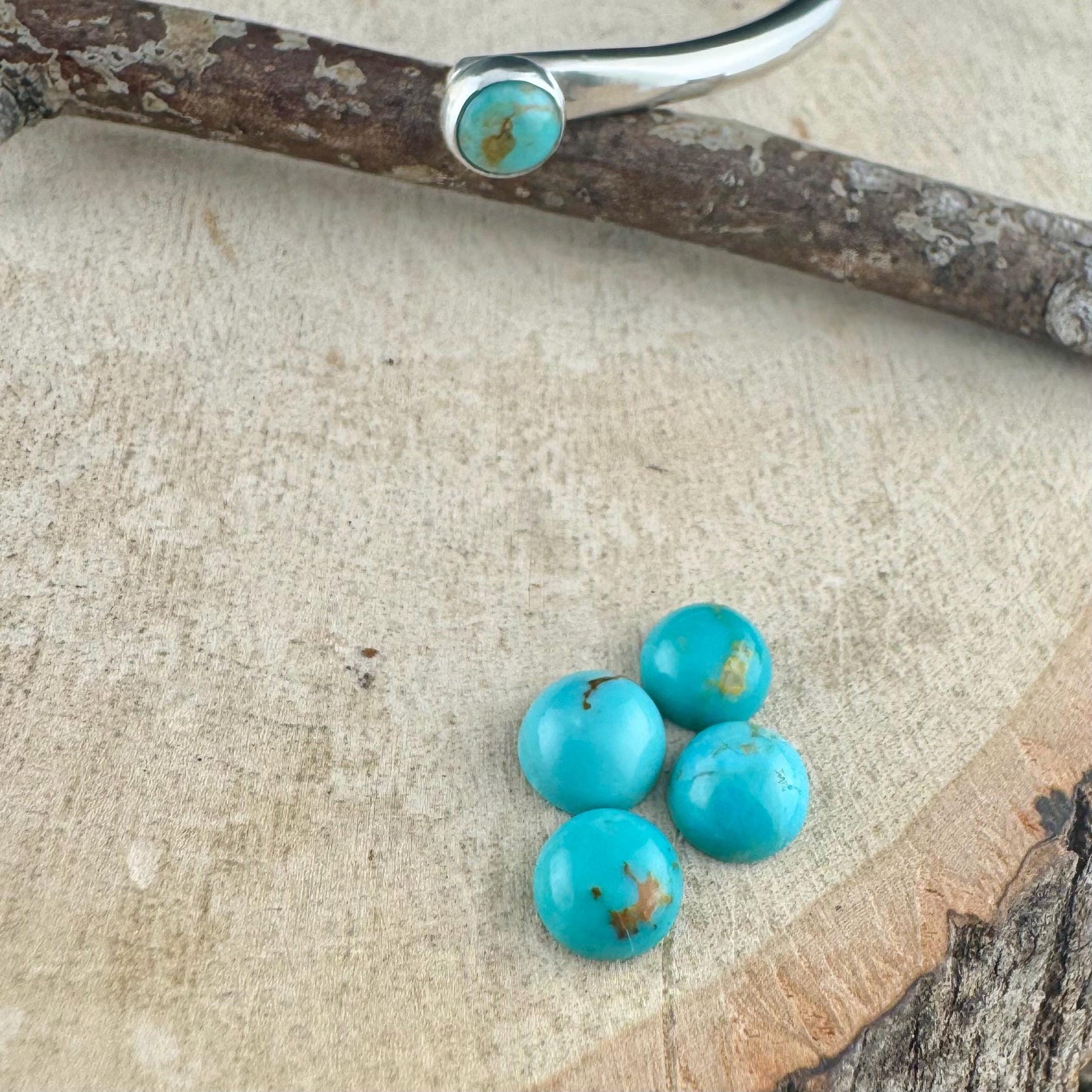 Sterling Silver Turquoise Cuff Bracelet • 6mm Kingman Double Bezel • Reverse Design