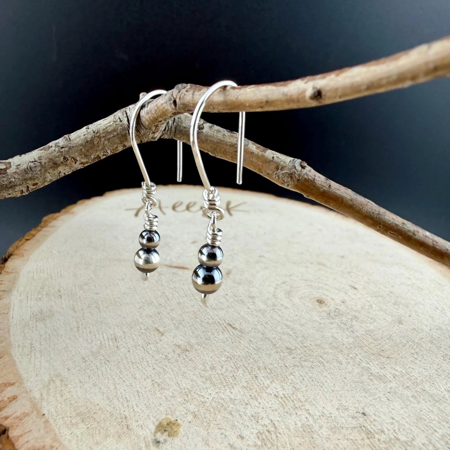 Sterling Silver Desert Pearl Earrings • Stacked 4mm 5mm Pearls • Minimal Southwest Drop