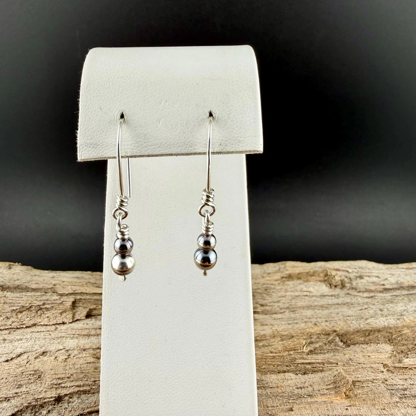 Sterling Silver Desert Pearl Earrings • Stacked 4mm 5mm Pearls • Minimal Southwest Drop