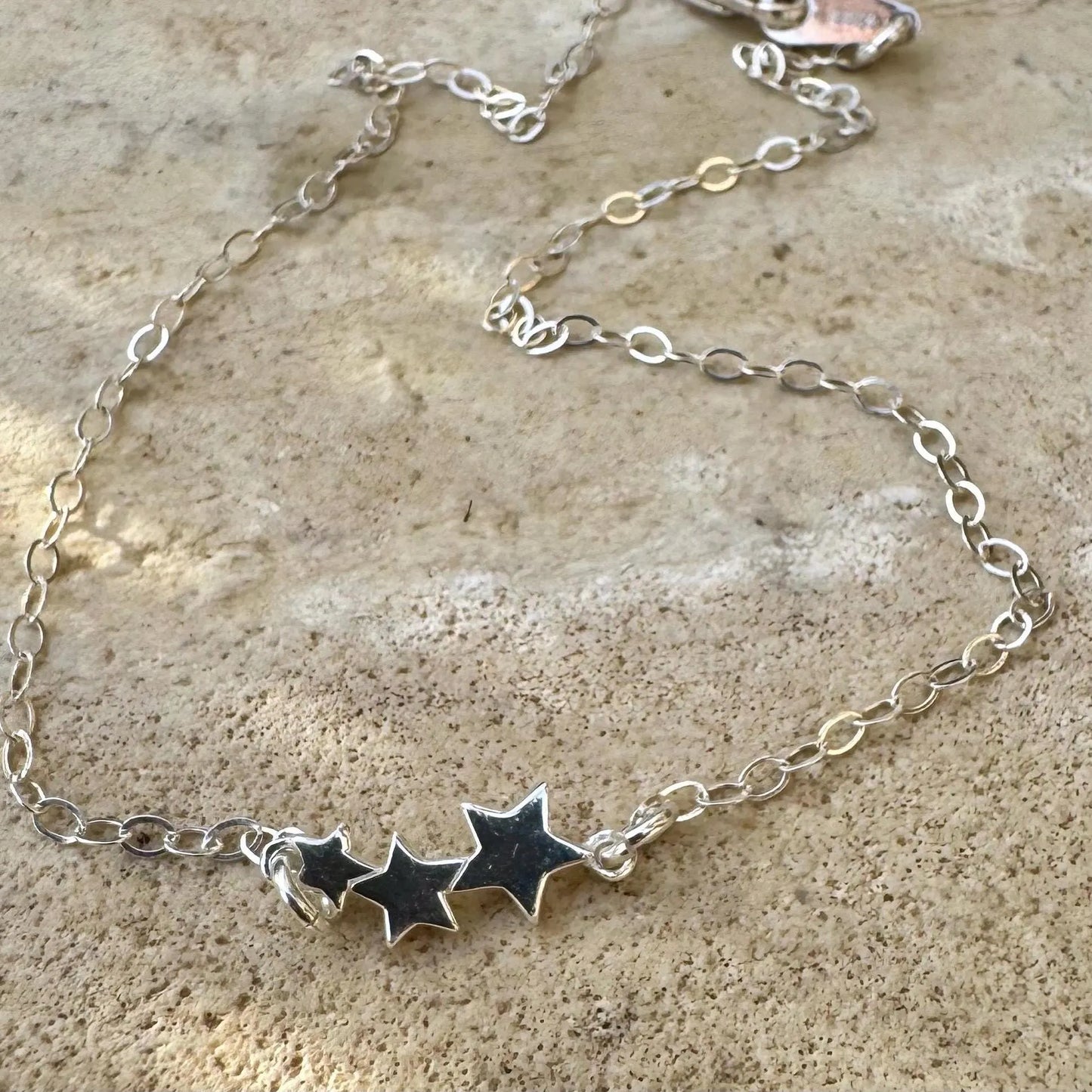 Sterling Silver Star Charm Anklet • Dainty Cable Chain