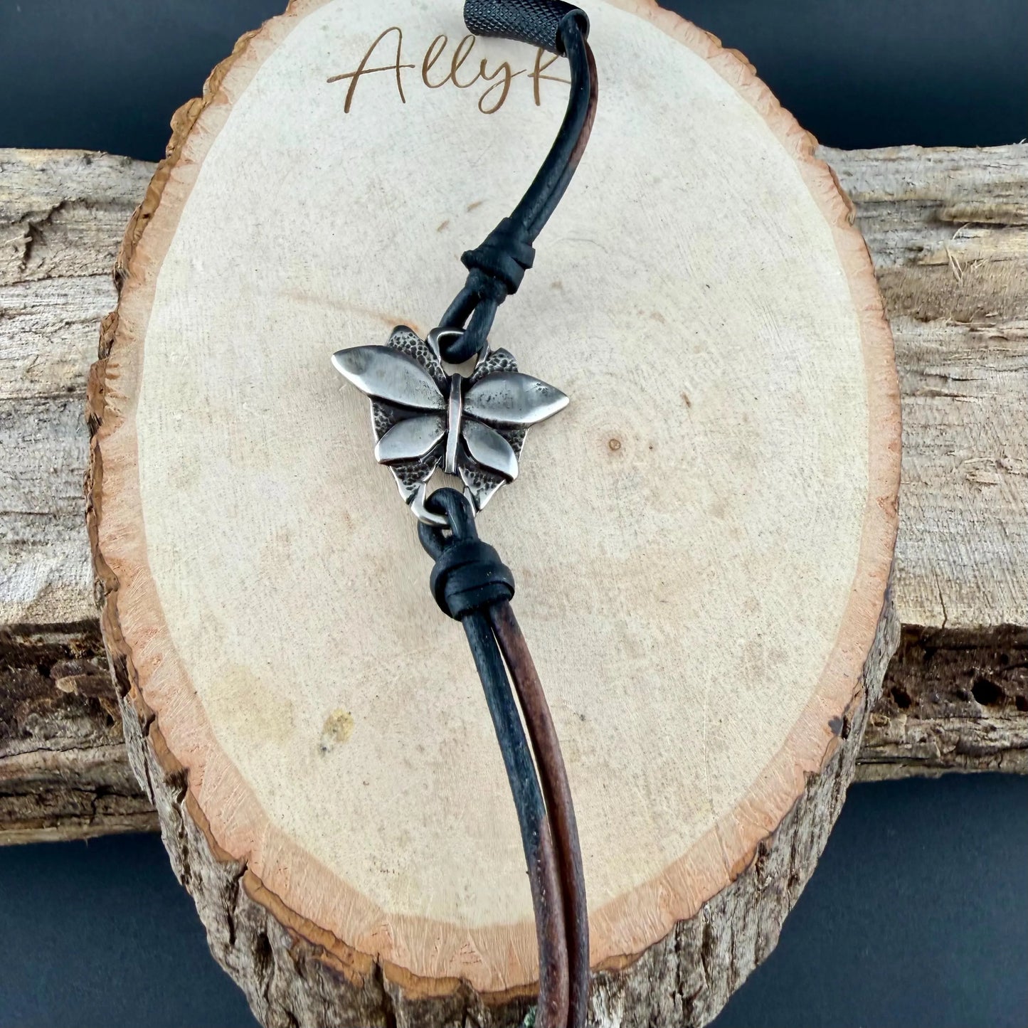 Black & Brown Leather Bracelet • Butterfly Wrap • Rustic Double Strand