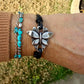 Black & Brown Leather Bracelet • Butterfly Wrap • Rustic Double Strand