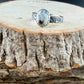 White Buffalo Ring • Southwest Sterling Silver Textured Band • 8×10 Oval Cabochon