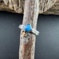 Sterling Silver Rectangle Band Ring with Blue-Fire Labradorite • 6mm Cabochon