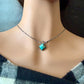 Kingman Turquoise Pendant Necklace • 10mm Turquoise Stone • Sterling Silver Mariner Chain