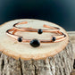 Black Onyx Copper Cuff Bracelet Set • Hand‑Forged Stack of 3 Gemstone Cuffs