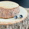Sterling White Buffalo Lever Back Earrings • 6mm Round Cabochon • Minimalist Black-White Stone