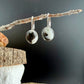 Sterling Lever-Back White Buffalo Earrings • 8x10 Oval Cabochon with Black-White Matrix