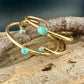 Rustic Brass Cuff Set with Kingman Turquoise • Handcrafted 3-Piece Bracelet Collection