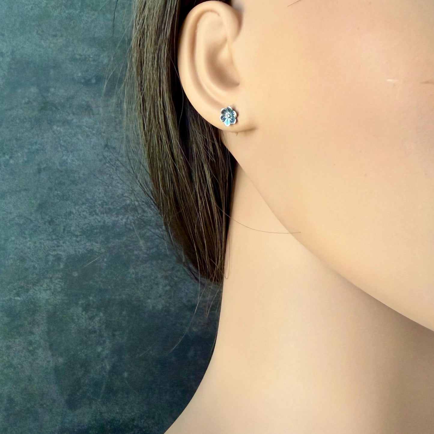 Sterling Silver Flower Stud Earrings • 7mm Dainty Floral Posts