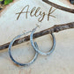 Sterling Silver Hoop Earrings • Push‑Back Post Hoops • Oxidized Swirl Pattern • Lightweight 925