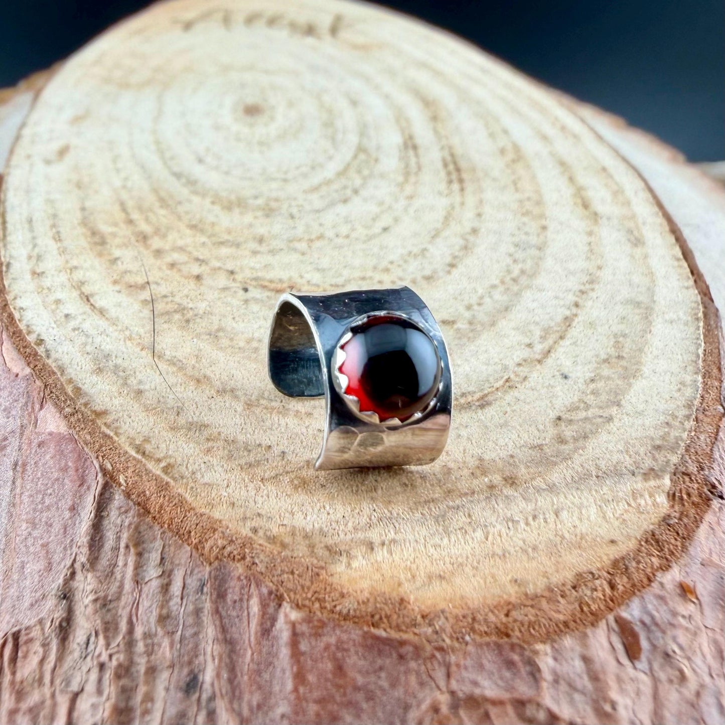 Garnet 6mm Ear Cuff • Stylish Sterling Silver Faux Conch Wrap - No Piercing Required