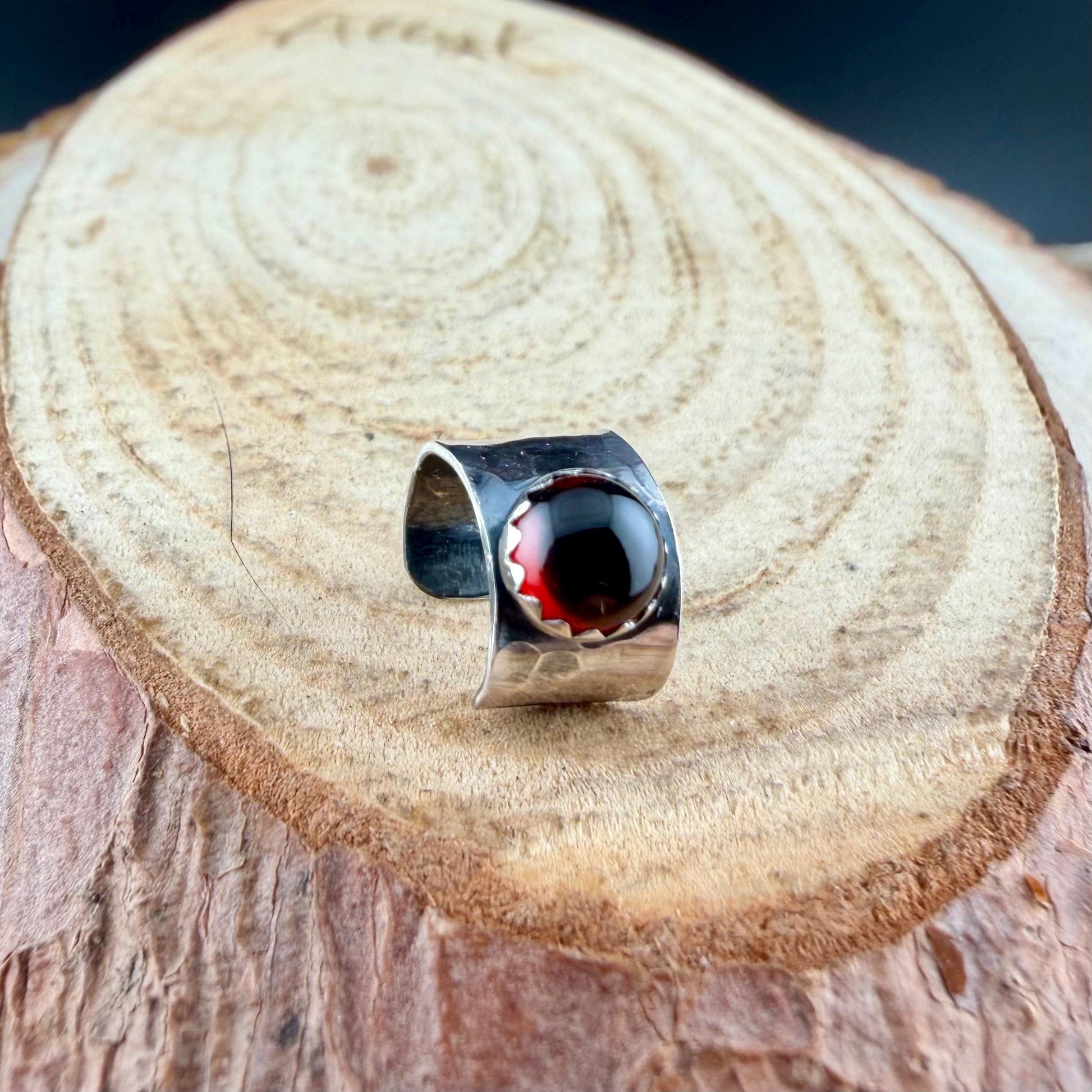 Garnet 6mm Ear Cuff • Stylish Sterling Silver Faux Conch Wrap - No Piercing Required