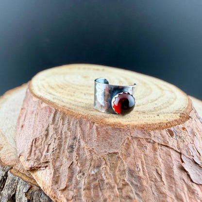 Garnet 6mm Ear Cuff • Stylish Sterling Silver Faux Conch Wrap - No Piercing Required