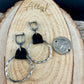 Lever Back Sterling Leather Earrings • Oxidized Twisted Rope Circles • Black or Brown