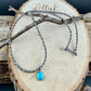 Sterling Silver Navajo Pearl Necklace • Dainty 2mm 3mm Pearls • Kingman Turquoise Pendant