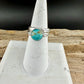 Kingman Turquoise Silver Stackable Rings - Argentium Leaf Band with Turquoise Cabochon