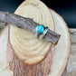 Kingman Turquoise Silver Stackable Rings - Argentium Leaf Band with Turquoise Cabochon