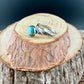 Kingman Turquoise Silver Stackable Rings - Argentium Leaf Band with Turquoise Cabochon