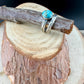 Kingman Turquoise Silver Stackable Rings - Argentium Leaf Band with Turquoise Cabochon