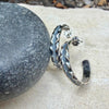 Sterling Silver Hoop Earrings • Ridged Linear Pattern Hoops • Push‑Back Post Style