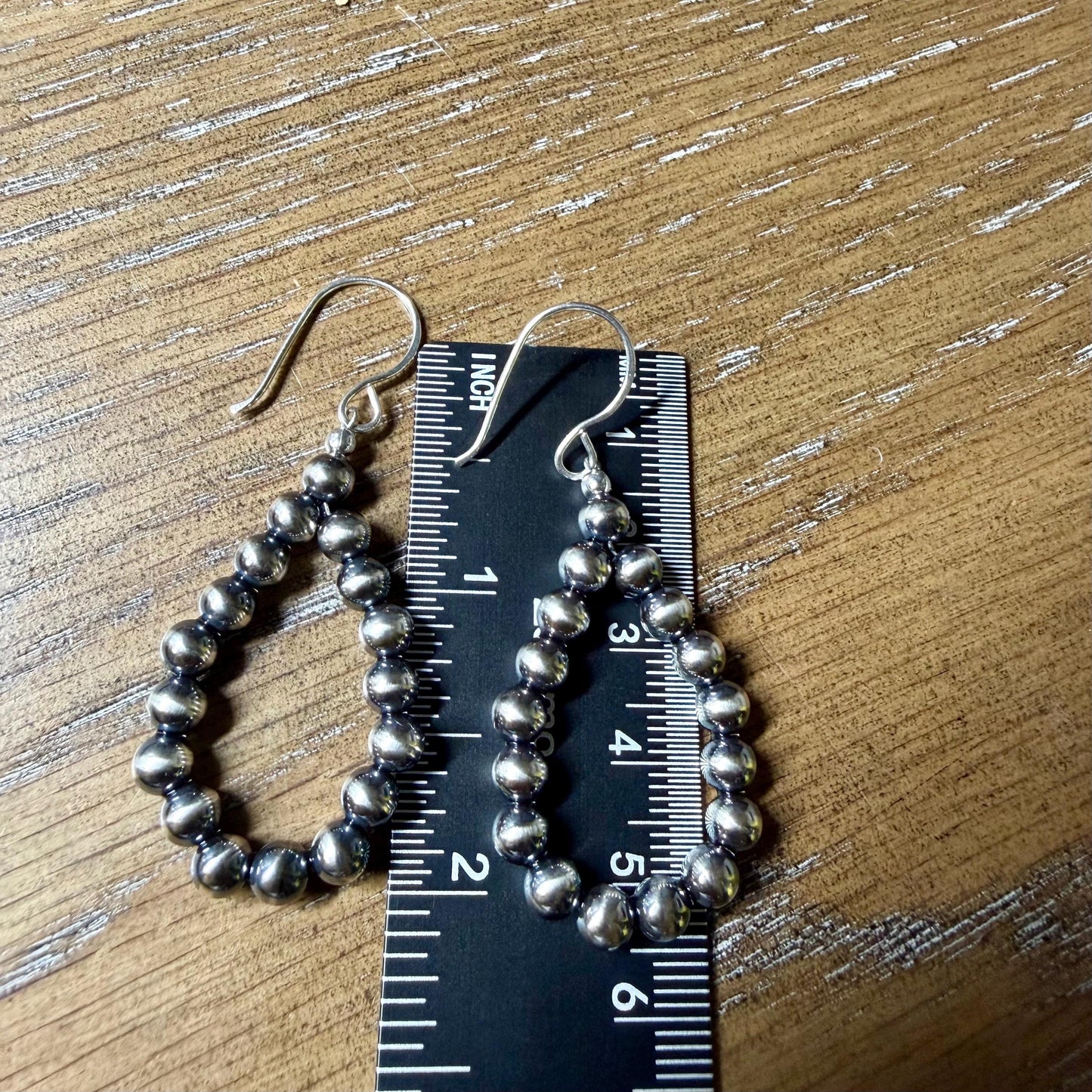 5mm Navajo Pearl Teardrop Earrings • Sterling Silver Southwestern Hoops