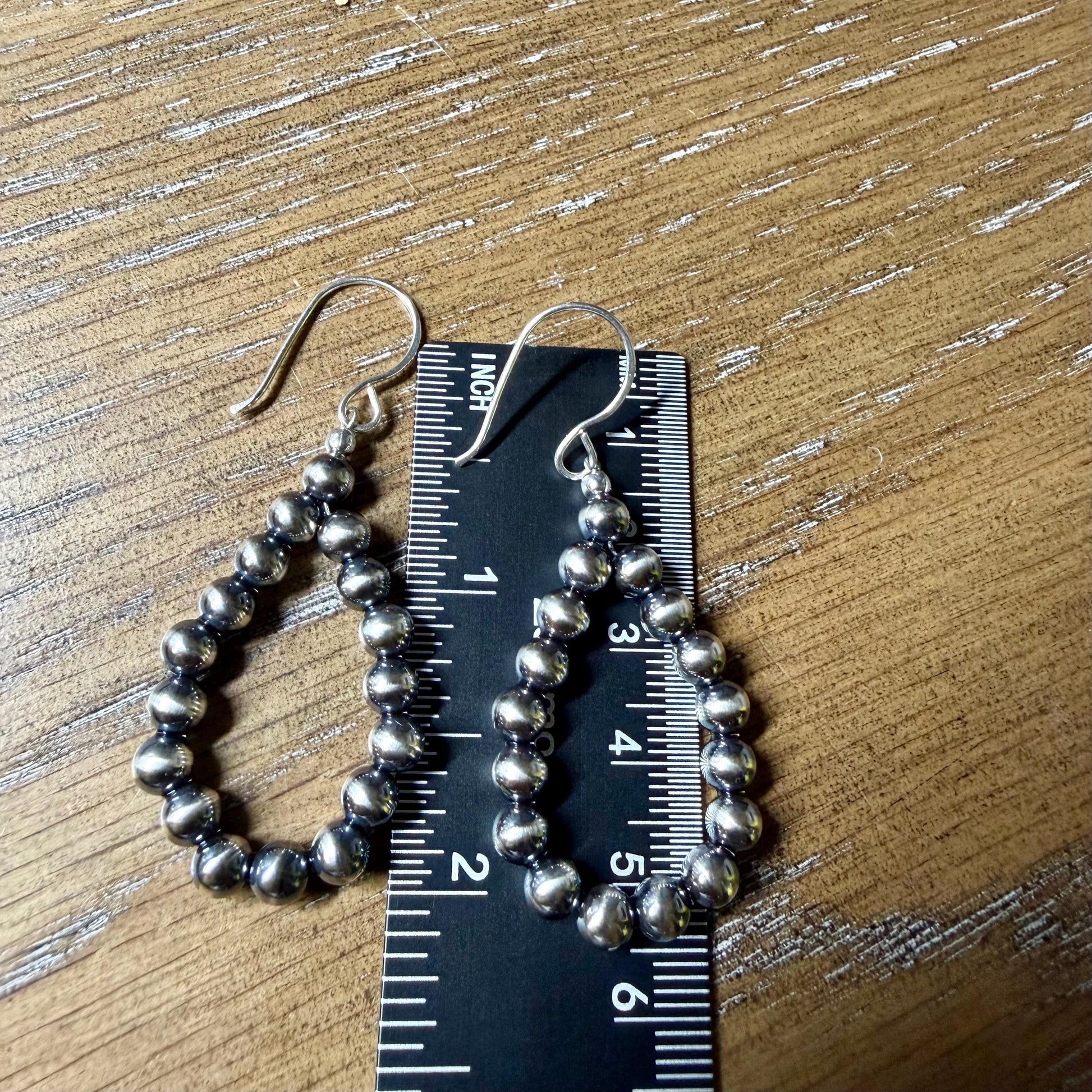 5mm Navajo Pearl Teardrop Earrings • Sterling Silver Southwestern Hoops
