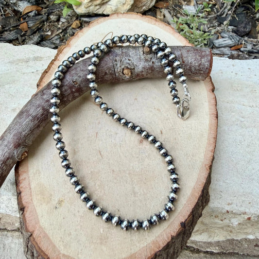 5mm Sterling Silver Desert Pearl Choker Necklace • Classic Southwestern Elegance