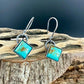 Sterling Silver Kingman Turquoise Earrings • 10mm Square • Handmade Wire Wrapped