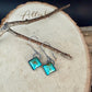 Sterling Silver Kingman Turquoise Earrings • 10mm Square • Handmade Wire Wrapped