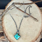 Kingman Turquoise Pendant Necklace • 10mm Turquoise Stone • Sterling Silver Mariner Chain