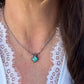 Kingman Turquoise Pendant Necklace • 10mm Turquoise Stone • Sterling Silver Mariner Chain