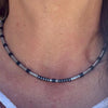 Sterling Silver Black Onyx & Hematite Necklace | Modern Unisex Handmade Jewelry