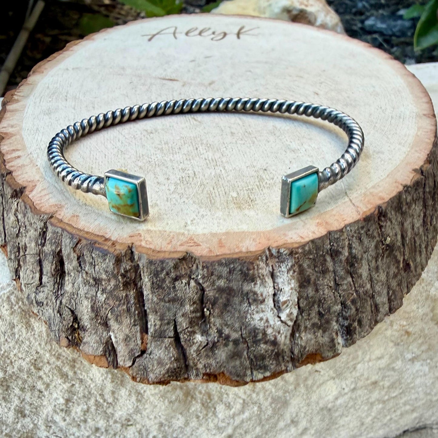 Kingman Turquoise Cuff Bracelet | Sterling Silver Reverse Cuff | Southwestern Jewelry
