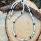White Howlite & Black Onyx Necklace | Sterling Silver Beaded Necklace | Unisex Minimalist Jewelry