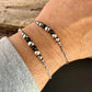 Navajo Pearl & Onyx Graduated Bar Chain Bracelet | Sterling Silver Southwest Elegance