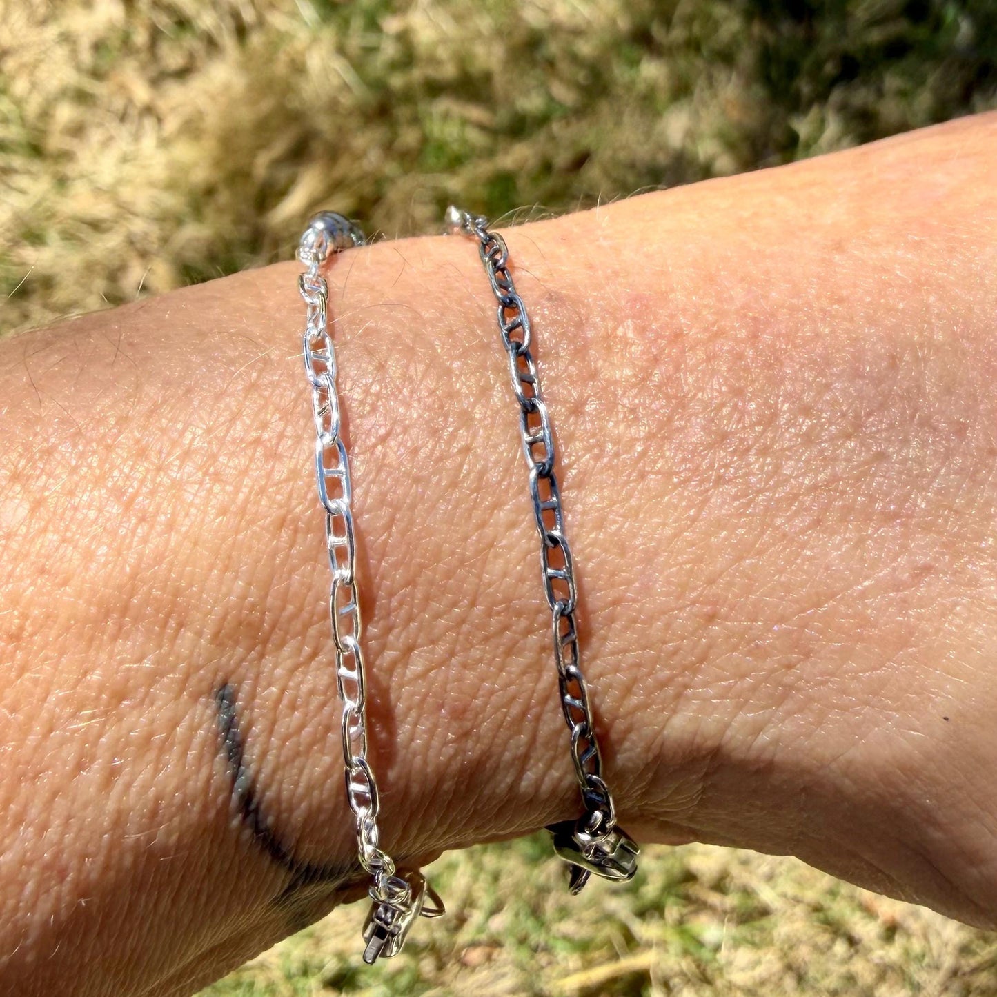 Navajo Pearl & Turquoise Graduated Bar Chain Bracelet | Sterling Silver Southwest Elegance