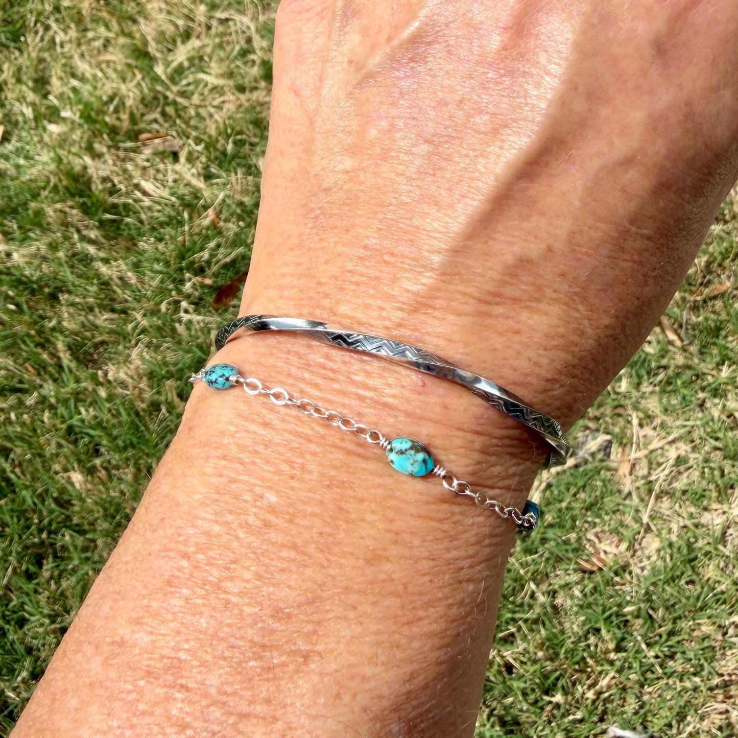 Sterling Silver Zig‑Zag Twist Cuff Bracelet • Oxidized Stacking Jewelry