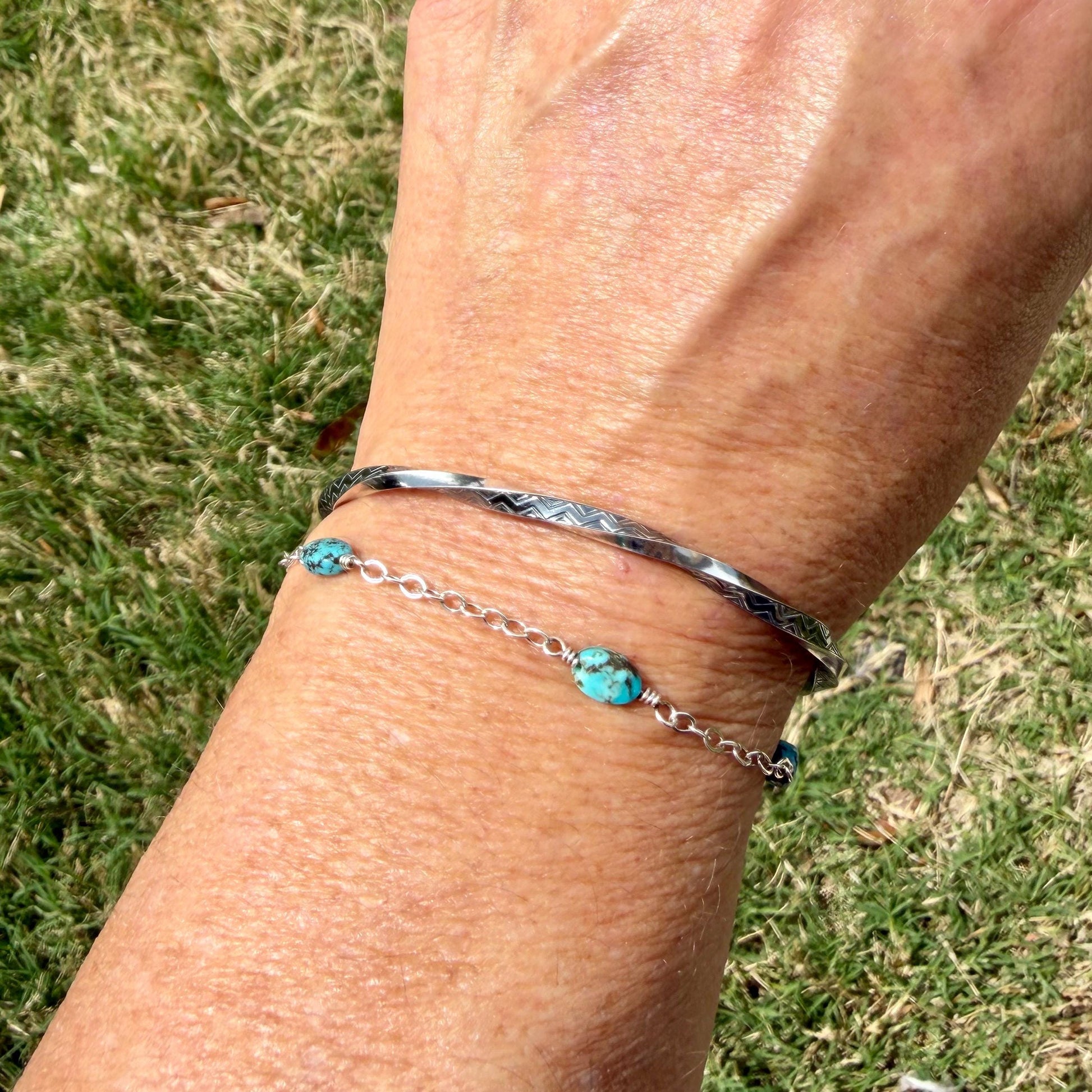 Sterling Silver Zig‑Zag Twist Cuff Bracelet • Oxidized Stacking Jewelry