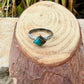 Kingman Turquoise Square Ring • 6mm Sterling Silver Stacking Band • Southwest Jewelry