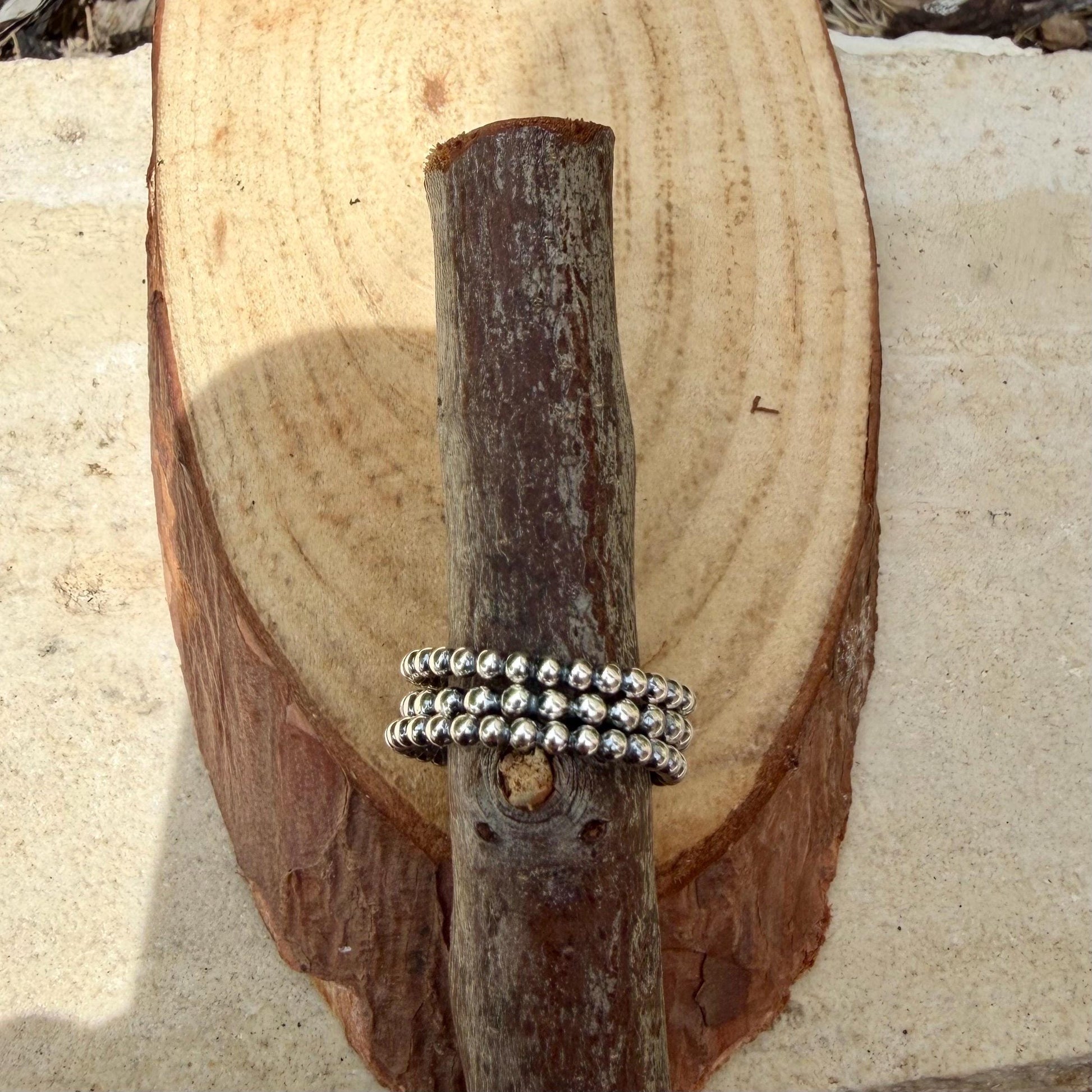 Sterling Silver Beaded Ring Stack • Set of Three • Minimalist Stacking Rings