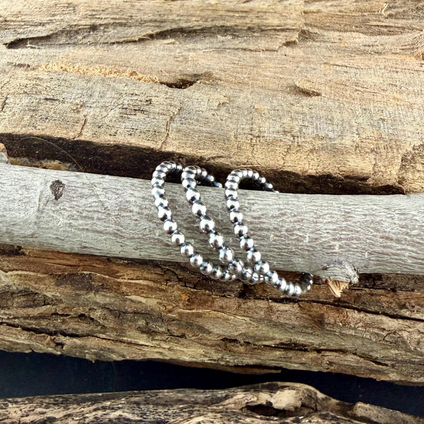 Sterling Silver Beaded Ring Stack • Set of Three • Minimalist Stacking Rings