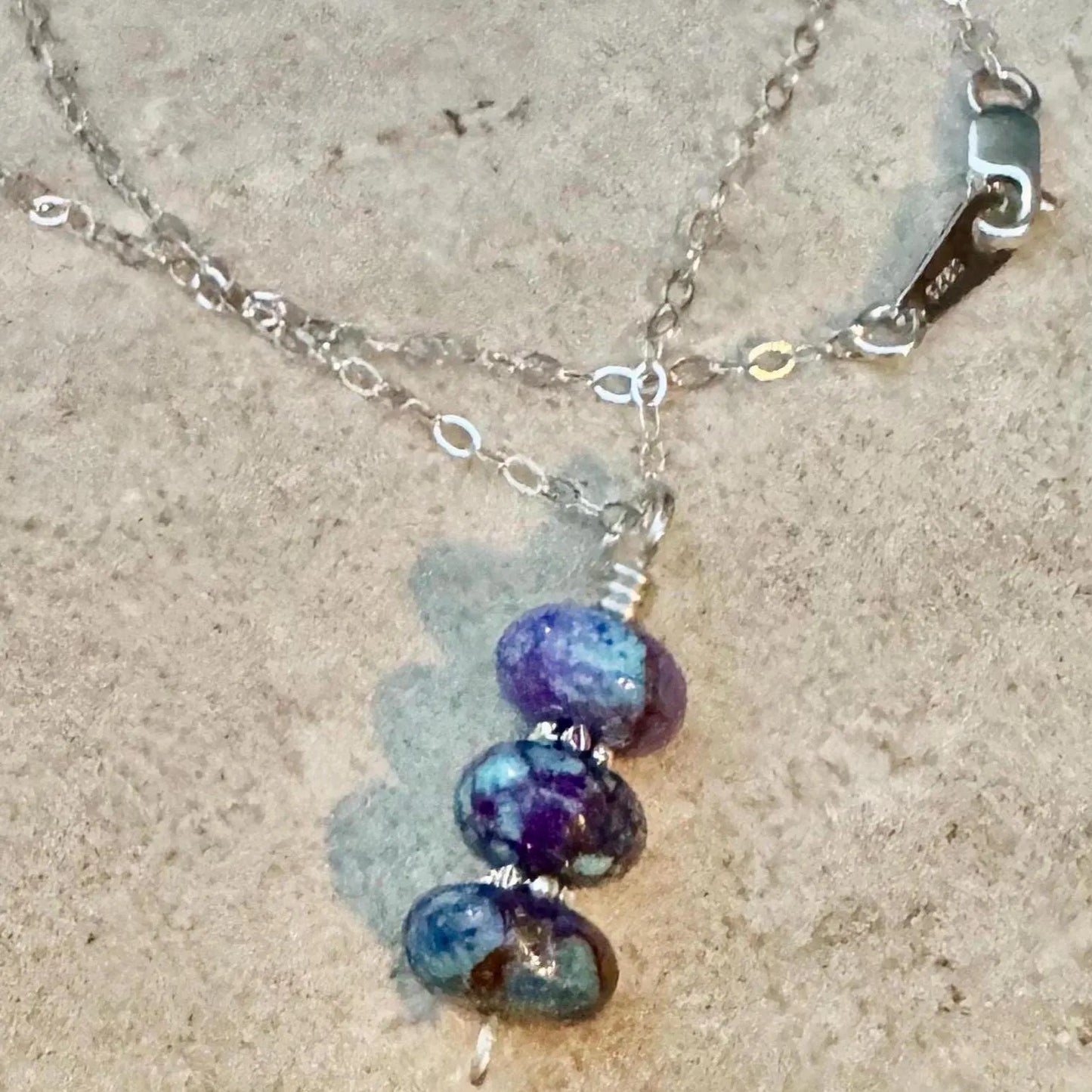 Mohave Purple Kingman Turquoise Necklace • Sterling Silver Turquoise Pendant