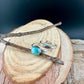 Kingman Turquoise Silver Stackable Rings - Argentium Leaf Band with Turquoise Cabochon