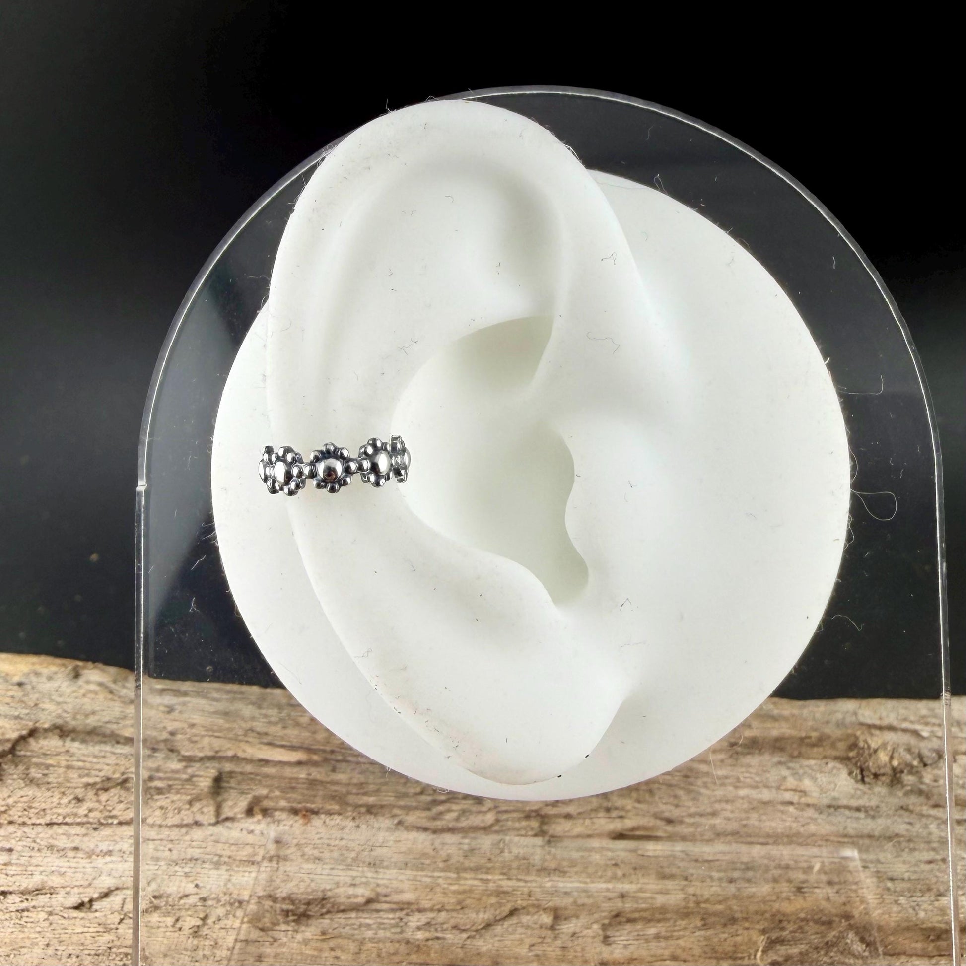 Sterling Silver Floral Ear Cuff • Faux Conch • No Piercing • Minimalist Unisex Jewelry