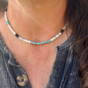 Unisex Choker Necklace with Howlite, Onyx, Kingman Turquoise & Hematite