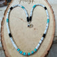 Unisex Choker Necklace with Howlite, Onyx, Kingman Turquoise & Hematite