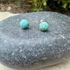 6mm Royston Turquoise Stud Earrings • Sterling Silver • Smooth or Serrated Bezel