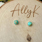 Kingman Turquoise Stud Earrings • Sterling Silver • 4mm 5mm 6mm • Smooth or Serrated Bezel