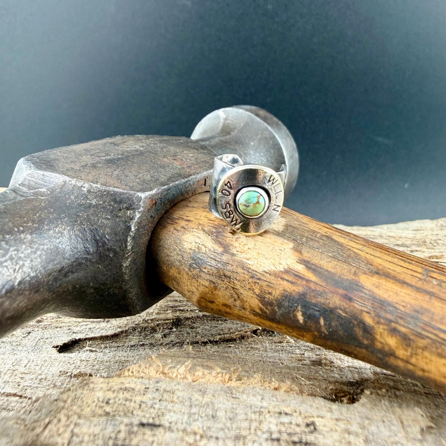 Sterling Silver Turquoise Ear Cuff • 40 Cal Bullet Slice • No‑Piercing Faux Conch